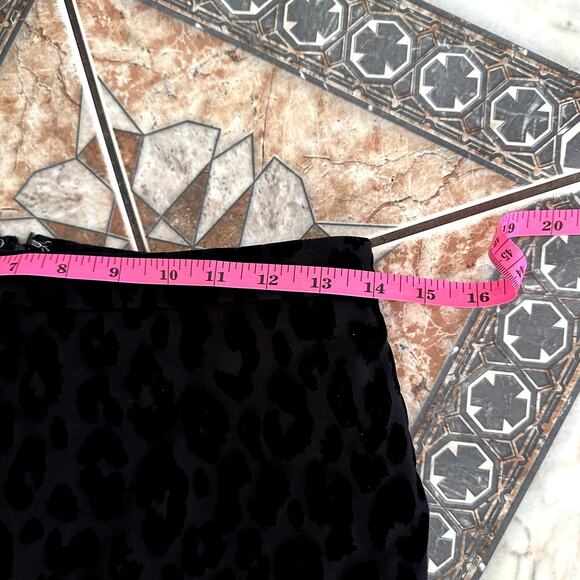 Ann Taylor Black Leopard Velvet Pencil Skirt - Picture 6 of 7